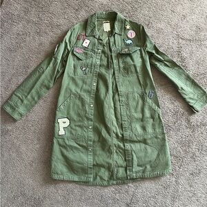 Zara Outerwear Green Patchwork Jean Jacket